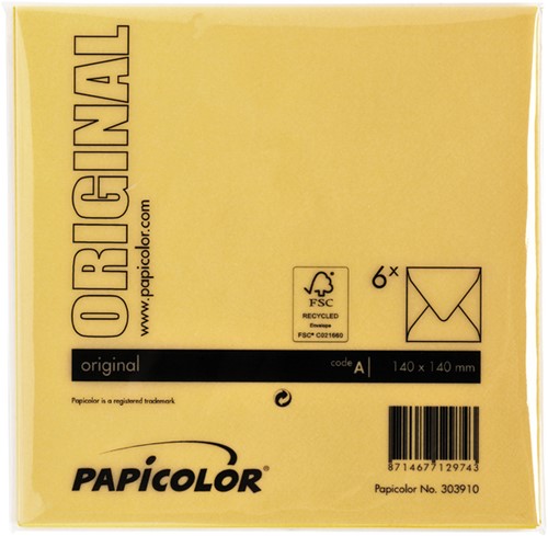 Envelop Papicolor 140x140mm dottergeel pak à 6 stuks-2
