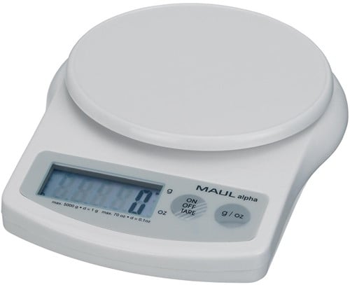 MAUL postweegschaal Alpha 5 kg ( /1gr) incl. batterij wit