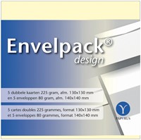 Dubbele kaart Papyrus Envelpack Design vierkant 140x140mm ivoor 894440 set van 5