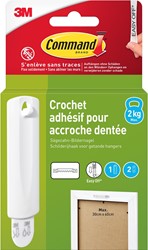 Command fotolijststrip voor haak met zaagtanden, draagvermogen 2 kg, wit, blisterverpakking