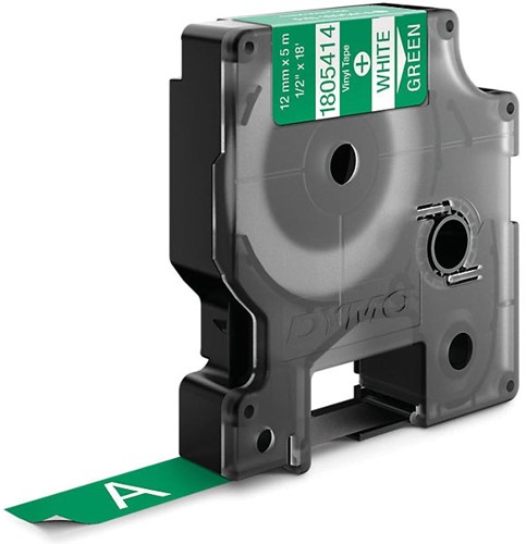 Dymo RHINO vinyltape 12 mm, wit op groen-2