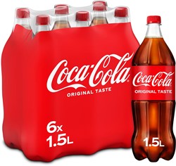 Coca-Cola frisdrank, fles van 1,5 l, pak van 6 stuks