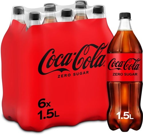 Coca-Cola Zero frisdrank, fles van 1,5 l, pak van 6 stuks
