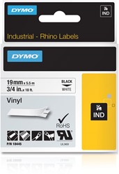 Dymo RHINO vinyltape 19 mm, zwart op wit