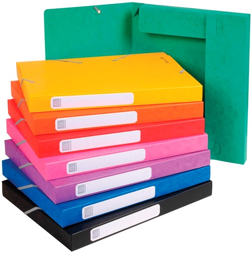 Exacompta Elastobox Cartobox rug van 2,5 cm, geassorteerde kleuren: groen, blauw, geel, rood, oranje, ...