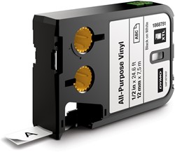 Dymo XTL tape ft 12 mm, zwart op wit, vinyl