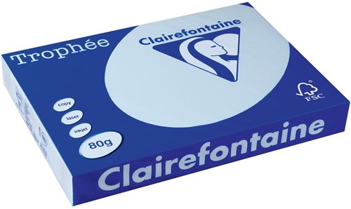 Clairefontaine Trophée Pastel, gekleurd papier, A3, 80 g, 500 vel, azuurblauw