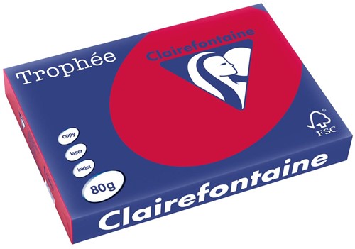 Clairefontaine Trophée Intens, gekleurd papier, A3, 80 g, 500 vel, kersenrood
