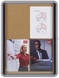 Nobo Premium Plus binnenvitrine, draaideur met slot, kurk, 4 x A4