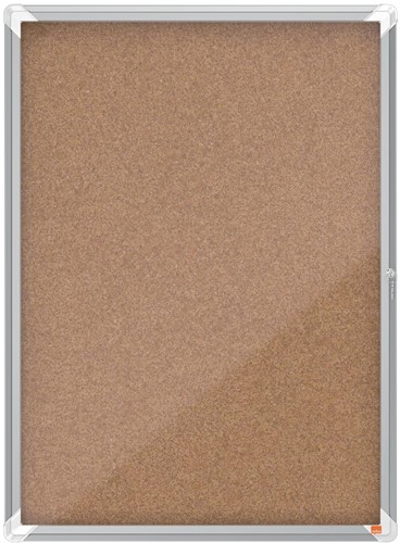 Nobo Premium Plus binnenvitrine, draaideur met slot, kurk, 9 x A4