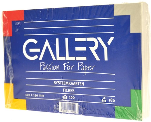 Gallery witte systeemkaarten, ft 10 x 15 cm, effen, pak van 100 stuks