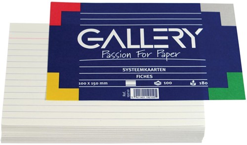Gallery witte systeemkaarten, ft 10 x 15 cm, gelijnd, pak van 100 stuks