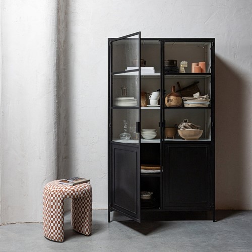 Charlie Gestoffeerde Kruk Ruit Dessin Oranje-3