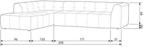 Grid Hoekbank Links Geweven Stof Donkergrijs-3