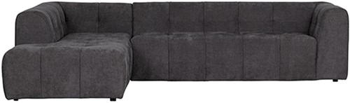 Grid Hoekbank Links Geweven Stof Donkergrijs