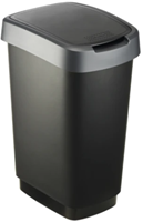 Afvalemmer TWIST Zwart/Zilver 25 liter