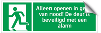 Nooduitgang stikker met tekst 450x150mm