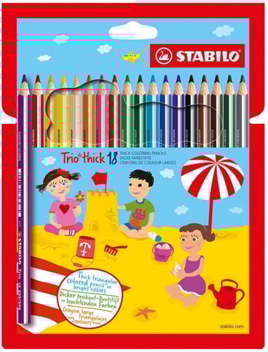 STABILO Trio thick kleurpotlood, etui van 18 stuks in geassorteerde kleuren
