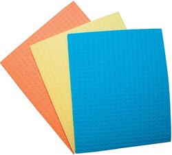 OFFICE products sponsdoekjes, 16 x 18 cm, geassorteerde kleuren, pak van 3 stuks