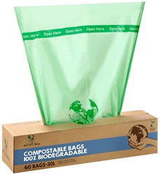 Mr. Green Mind vuilniszakken Bio, 30 liter, groen, doos van 60 stuks