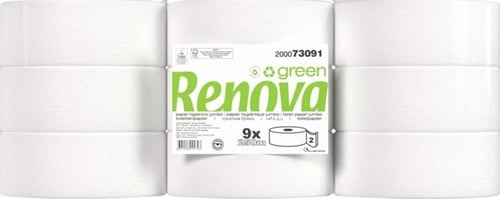 Renova Green toiletpapier Jumbo, 2-laags, 250 meter, pak van 9 rollen