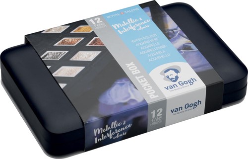 Van Gogh aquarelverf, pocketbox met 12 napjes, metallic- en interference kleuren-3