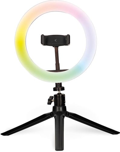 Ksix LED ringlamp met statief, RGB kleuren, diameter 20 cm