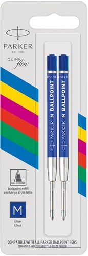 Parker Eco vulling voor balpen, medium, blauw, blister van 2 stuks