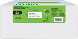 Dymo etiketten LabelWriter ft 25 x 54 mm, wit, doos van 12 x 500 etiketten