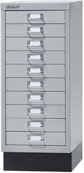 Bisley ladekast, ft 67 x 27,9 x 40,8 (h x b x d), 10 laden, zilver