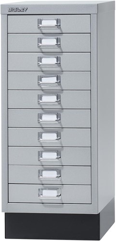 Bisley ladekast, ft 67 x 27,9 x 40,8 (h x b x d), 10 laden, zilver