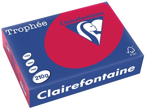 Clairefontaine Trophée Intens, gekleurd papier, A4, 210 g, 250 vel, kersenrood
