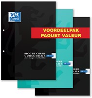 Oxford cursusblok voordeelpak van 3 stuks, geassorteerde kleuren, ft A4, 100 vel, geruit 5 mm