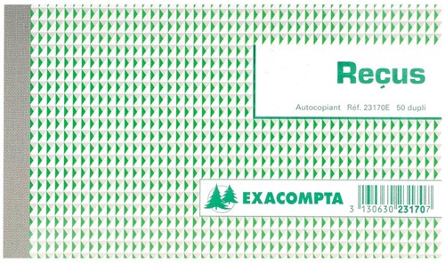 Exacompta ontvangsten, ft 10,5 x 18 cm, Franstalig, dupli (2 x 50 vel)