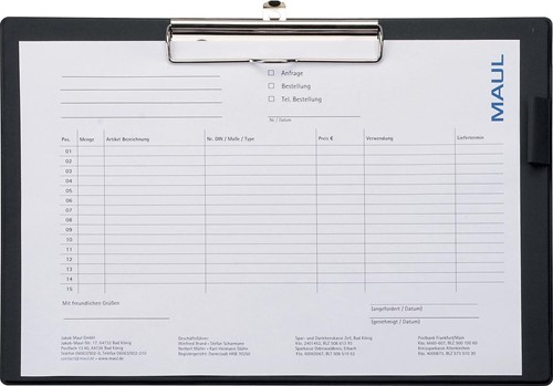 MAUL klemplaat A4 liggend zwart-2