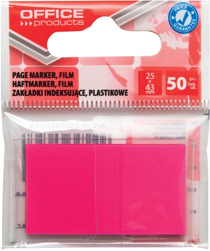 OFFICE products index, 25 x 43 mm, ophangzakje van 50 tabs, roze