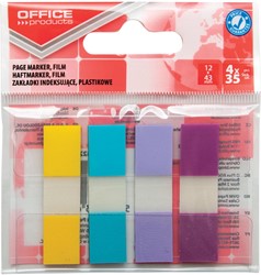 OFFICE products index, 12 x 43 mm,  geassorteerde pastelkleuren, ophangzakje van 4 x 35 tabs