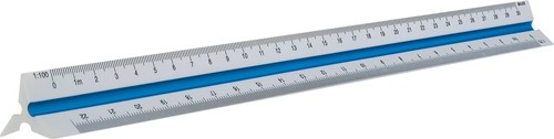 Maped driekantige schaallat, schaalverdeling 1:100, 1:200, 1:250, 1:300, 1:400, 1:500, blauw-2
