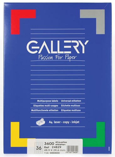 Gallery witte etiketten ft 48,9 x 29,6 mm (b x h), rechte hoeken, doos van 3.600 etiketten