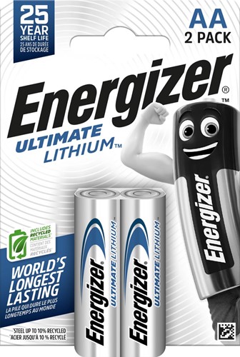 Energizer batterijen Lithium AA, blister van 2 stuks
