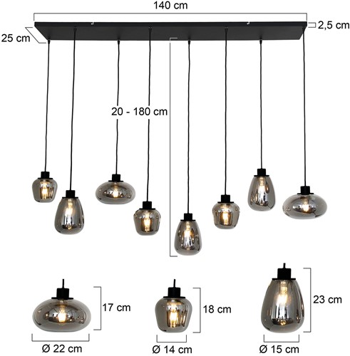 Hanglamp Reflexion 8-lichts 2680ZW-3
