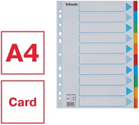 Tabbladen Esselte Standaard A4 10-delig karton 11-rings met voorblad assorti-6