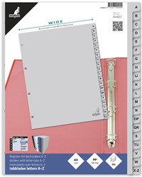 Tabbladen Kangaro A4 4-gaats 20-delig A-Z breed PP grijs
