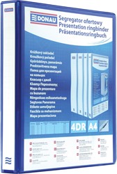 DONAU personaliseerbare ringmap, PP, ft A4, 4 D-ringen van 16 mm, blauw
