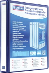 DONAU personaliseerbare ringmap, PP, ft A4, 4 D-ringen van 25 mm, blauw