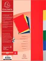 Exacompta tabbladen voor ft A4, uit PP 12/100e, 6 tabs, geassorteerde kleuren