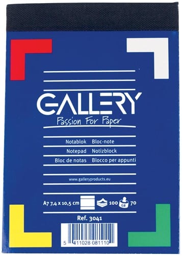 Gallery notitieblok, ft A7, gelijnd, blok van 100 vel