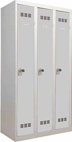 Industriële garderobekast propere industrie, 3 deuren, ft 180 x 90 cm, grijs