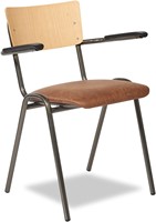 Stoel Santorini rug van multiplex en zitting gestoffeerd met armleggers