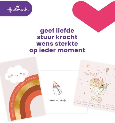 Hallmark navulset wenskaarten, geboorte dochter, pak van 6 stuks